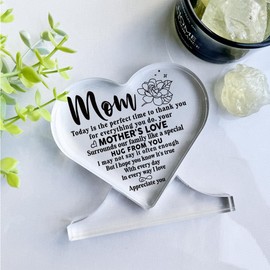 Sweet Mom Gifts, Touching Poem for Mother, Best Gifts for Mom from Daughter or Son, Acrylic Heart Sign, Acrylic Heart Decor Sign, Acrylic Heart Gift, Gifts for Mother's Day Christmas Birthday