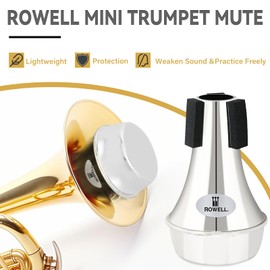 ROWELL Trumpet Mute ABS Straight Trumpet Mute Mini Trumpet Mute Silencer Lightweight Practice Trumpet Mute Trumpet Acessories for Beginner (Sliver)