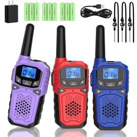 Walkie Talkies for Adults- WokTok Long Range Two Way Radio for Camping Hiking Hand Held Hiking Accessories Camping Gear Xmas Birthday Gift for Kids,SOS Siren,NOAA Weather Alert,3 Radios