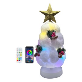 RGB Small Christmas Trees Lights cotton products,12.5in,With Remote and APP,Timer Function, Dimmable mini christmas tree Light for room decoration Holiday Decoration Best Desk Tabletop Decoration