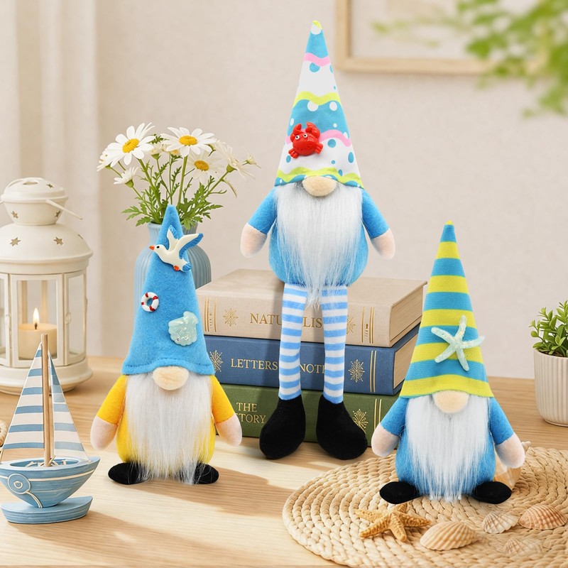 KnomeKo Summer Gnomes 3Pcs, Beach Theme Summer Decorations for Home