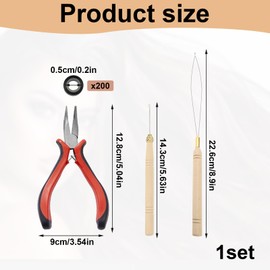 Girihe 4 PCS Nano Beads Hair Extensions Kit, Nano Hair Extensions Tools Hairr Extension Tool Kit, Hairr Extension Tools for Nanoo Rings for Extending Haiir or DIY