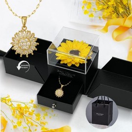 Artificial Sunflower Gifts for Women Her Daughter Girlfriend Wife Mom Friends Sisters Aunt, You are My Sunshine Necklace with Gift Box for Birthday Wedding Mother's Day Xmas Present:_White-Heart