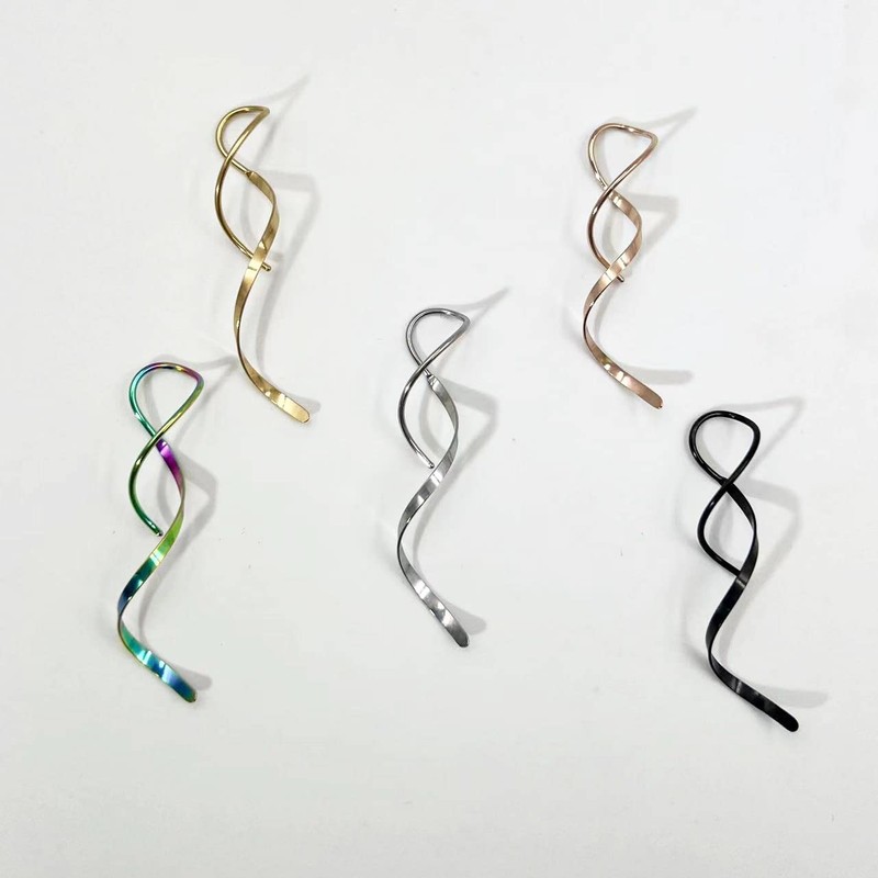 Spiral Threader Earrings for Women Handmade Spiral Earrings Twisted Curved
