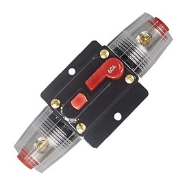 ANJOSHI ANJOSHI 60 Amp Resettable Fuse Holder Circuit Breaker, with Manual Reset Waterproof Switch for RV Car Audio Marine Boat Motor Truck Inverter Home Solar System Replace Fuse 20A-150A/12V-42V DC (60A)