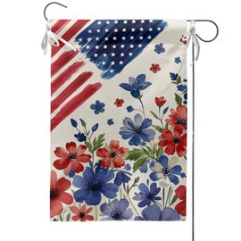 Patriotic 4th of July Garden Flag 12x18 Inch Double Sided Americana Memorial Day Independence Floral Yard Flags for Outside Summer Decor Outdoor Farmhouse Porch Decoration