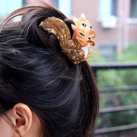 Unique Animal Claw Clip Cute Squirrel Shape Hair Clips Acetate Medium Non-slip Hair Clips Cartoon Animal Hair Accessories (Squirrel)