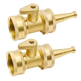SYOWADA 3/4" Water Hose Sprayer Nozzle Solid Brass Heavy Duty Adjustable Twist Hose Nozzle High Pressure Hose Nozzle Garden Hose Shut-Off Valve (2PCS)