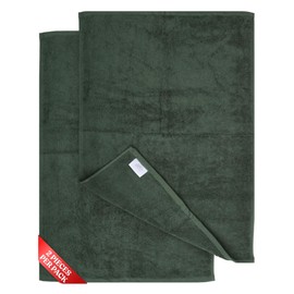 Soleil Fine Goods Borderless Bath Mats, [Not a Bathroom Rug] 20x30 Inches, 100% Ring Spun Cotton - Highly Absorbent and Machine Washable Shower Bathroom Floor Towel, 2 Pack (Forest)