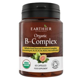 Organic Vitamin B Complex from Whole Foods - Blend of All 8 B Vitamins per Capsule - Vegan - 60 Capsules