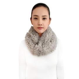 Shaggy Faux Poodle Fur Women's Fall Winter Infinity Scarf Neck Warmer (Light Gray)
