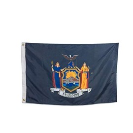 5x8' New York State Flag, Durable All-Weather Nylon, Reinforced Fly End Stitching, Proudly Made in the USA