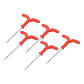 5 Pcs Ice Fishing Screw, Ice Fishing Tent Peg Red 18.5cm Long ABS Iron Quick Tent Fixing Ice Peg Drill