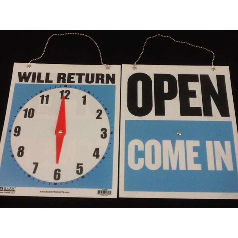 2 Open Closed Sign Chain 2 sided 9" X 7.5