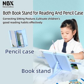 NBX NewmeBox Pencil Box, Pencil Case, Plastic Hard Pencil Boxes, Large Capacity Double Layer Pen Box, Multifunctional School Storage Supplies for Girls and Boys, Kids (Sky Blue)