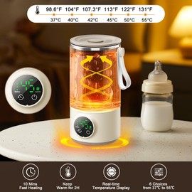 Portable Bottle Warmer & Mixer,Fast & Even Heating Formula to Keep Nutrient,Baby Bottle Warmer for Breastmilk & Formula,Defrost,Leakproof,Accurate Temp Control,Keep Warm