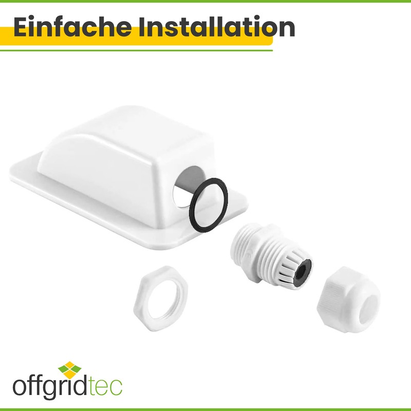 Offgridtec© Roof Guide 1-Way White for Cable Outer Diameter 3-12