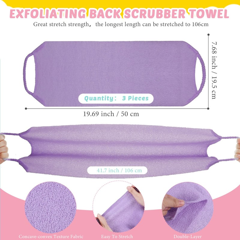 4 Pack Exfoliating Washcloth Back Scrubber Set, 2 Exfoliating Body
