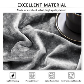 SNITIE Grey Crushed Velvet Curtains 52" x 84" Luxurious Thermal Insulation Soundproofing and Light Filtering Window Treatments Ideal for Living Room Bedroom Office - Set of 2 Panels