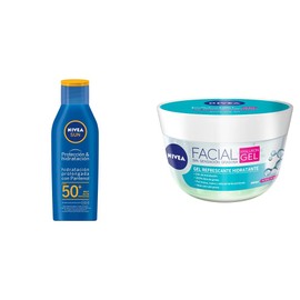 NIVEA SUN Protector Solar Corporal Hidratante Protect  Moisture (125 ml), Bloqueador Solar Resistente al agua con FPS 50, NIVEA Gel Facial...         