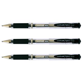 uni-ball Signo Broad UM153C Gel Ink Rollerball Pen 1mm Wide Tip - Black (Pack of 3)