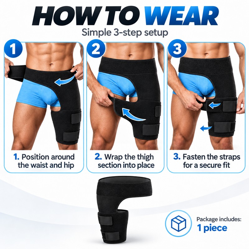 Hip Support Brace for Thigh & Groin Compression – Adjustable