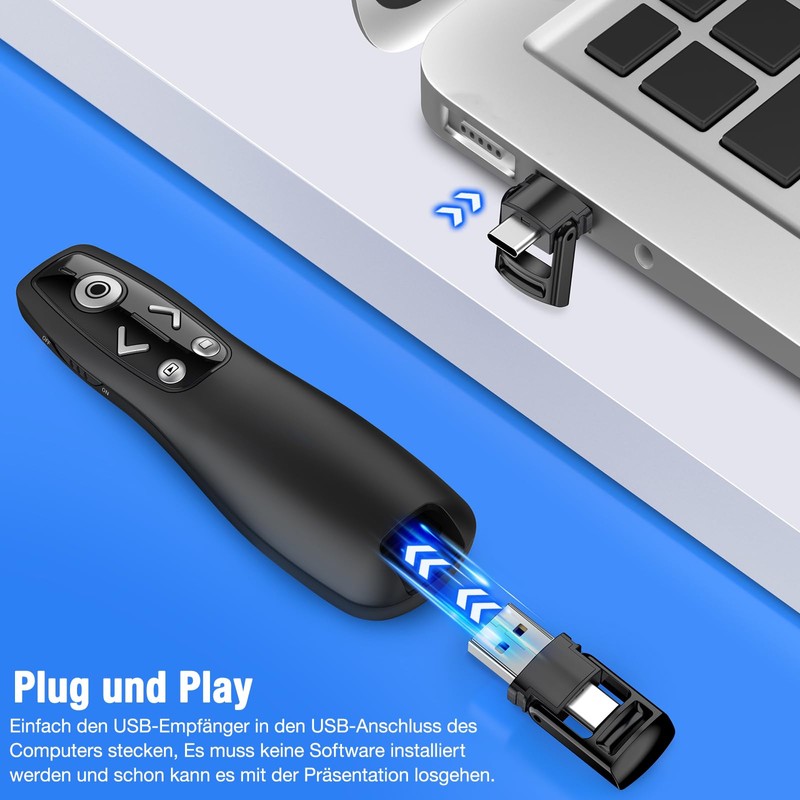 HELLCOOL USB C Presenter with Bag, 2.4 GHz Wireless PowerPoint