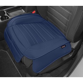 Motor Trend Faux Leather Car Seat Cover Front Bottom Seat Cushion Cover - Classic Luxury Wrap Protector - Universal Fit for Cars, Trucks, SUVs, Vans 1pc (Navy)