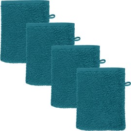 REDBEST Oceanside Wash Mitt Pack of 4 Terry Towelling Petrol Size 16 x 21 cm