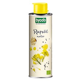 Byodo Organic Rapeseed Oil, Cold Pressed, Native - 250 ml Tinplate Tin | Vegan & Vegetarian | Nutty Taste | Rich in Unsaturated Fatty Acids | Versatile - Kitchen Accessories for Healthy Eating