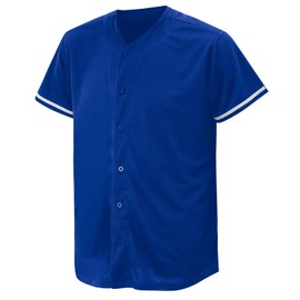 Baseball Jersey for Men and Women, Baseball Shirts for Custom Button up Shirt,Hipster Hip Hop Sports Uniforms(New Blue,L)