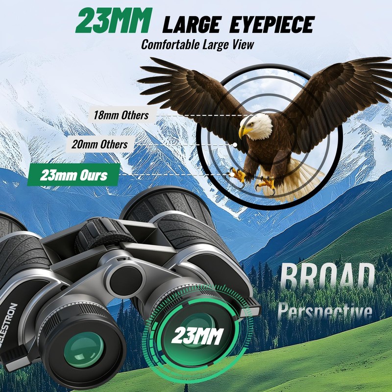 BOSTRON 10x50 Binoculars with Independent Eyepiece Adjustment for Outdoor