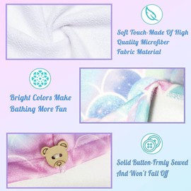 WUBAYI 2Pack Hair Drying Towels-Microfibre Hair Towels-Quick Drying Hair Towels-Uper Absorbent Hair Towel With Button. Designed For Wet Hair Wraps, Women's & Girls' Hair Wraps(Mermaid)