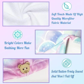 WUBAYI 2Pack Hair Drying Towels-Microfibre Hair Towels-Quick Drying Hair Towels-Uper Absorbent Hair Towel With Button. Designed For Wet Hair Wraps, Women's & Girls' Hair Wraps(Mermaid)