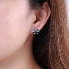 Inateannal Boho Shell Earrings Silver Shell Earrings Vintage Shell Stud Earrings Minimalist Shell Earrings Jewelry For Women And Girls, Zinc, No Gemstone