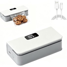 Mini Bag Sealer,6-Speed Adjustment and LED Display,Portable Mini Bag Sealer with Cutter and Magnet,No Preheating Required,9.5cm Sealing Width, Ideal For