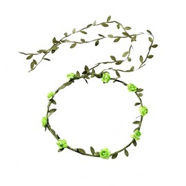 Lofruiin Women's Simulated Rose Flower Wreath Bridesmaid Floral Crown Headband Headpiece for Seaside Weddings Travel Photography (Green, Pack of 1)