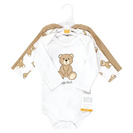 Hudson Baby Unisex Baby Cotton Long-Sleeve Bodysuits, Teddy Bears 3-Pack, 12-18 Months