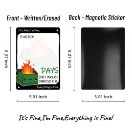 Dumpster Fire Desk Accessories Magnetic Dry Erase Board Emotional Support Decorative Signs, Count Days Since Chaos, Gifts for Office Coworker Nurse Teacher (Green, Black Marker Pen Set)