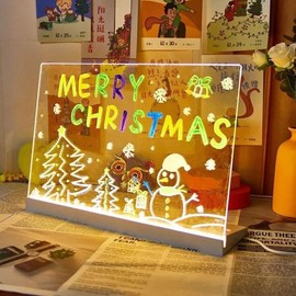 LED Note Board with 7 Colors LED Drawing Board with Stand Light Up Dry Erase Board Acrylic Include Adapter for Kids, Room/Store/Office/Festival/Gift (8"x12")