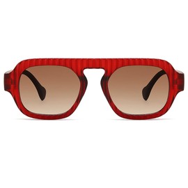 CHOWEI Retro Aviator Sunglasses for Women Men, Trendy Square Frame Classic 70s Vintage Sunglasses Aviators (Dark Red/Brown)