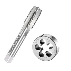 SeonFook Mertic M18 1.5mm Tap and Die Set, High Speed Steel Machine Tap Die Set, Thread Tap And Round Thread Die Right Hand (M18 x 1.5mm)