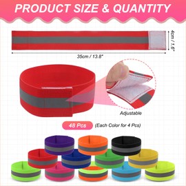 PATIKIL Reflective Bands for Wrist/Arm/Ankle/Leg, 48pcs High Visibility Reflector Bands, Safety Reflector Tape Straps for Night Running Cycling Walking Multicolor