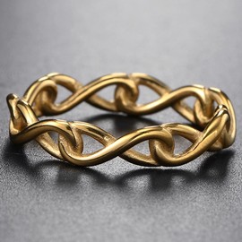 Jude Jewelers Stainless Steel Linked Infinity Eternity Style Wedding Band Promise Anniversary Statement Ring (Gold, 8)