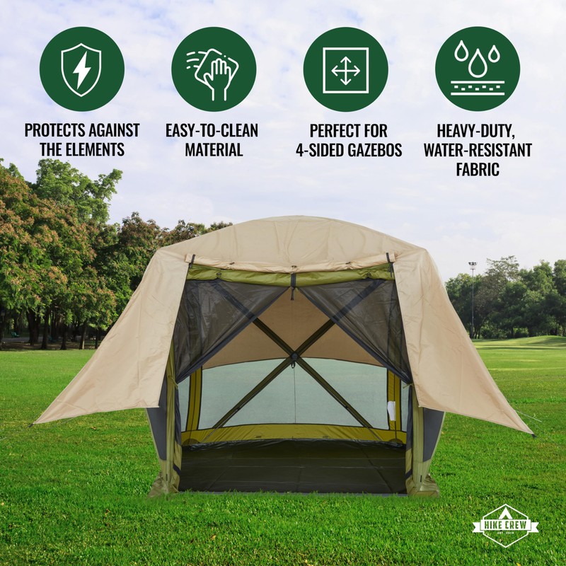 Hike Crew Gazebo Rain Shelter Tarp Compatible with 4-Sided Pop-Up