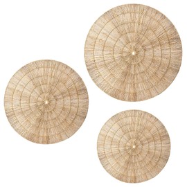 Geetery 3 Pieces Wicker Wall Decor Oversized Jute Wall Hanging Basket Round Wicker Wall Decor Woven Wicker Flat Baskets Boho Wall Decoration Rustic Decor for Bedroom Living Room Home Office Space