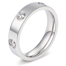 Love Promise Gold Ring for Women: Dainty Stainless Steel Ring Cubic Zirconia Wedding Band Engagement CZ Friendship Rings 18K Gold Silver Rose Gold Plated Birthday Gifts Dainty CZ Jewelry Size 5 6 7 8