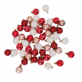 Mini Christmas Ball Ornaments, Polished Shatterproof Glossy 49pcs Lightweight Mini Christmas Tree Ball for Dance for Shopping Mall Layout for Family Party (Red White Pink)