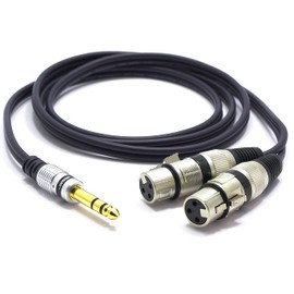 VITALCO 2x XLR Female to Stereo Jack Cable 1.5m Microphone Cable 3-Pin Female to 6.3 mm TRS Jack Plug Adaptor