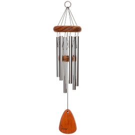 Festival 18-inch Redwood Wind Chime w/Customization in Silver by Wind River for Patio, Backyard, Garden, and Outdoor décor. Made in The USA